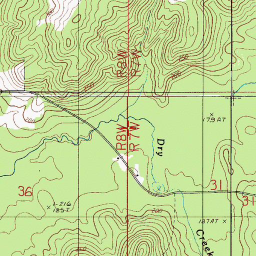 Topographic Map of Dry Creek, LA