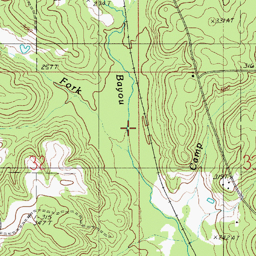 Topographic Map of Dry Fork, LA