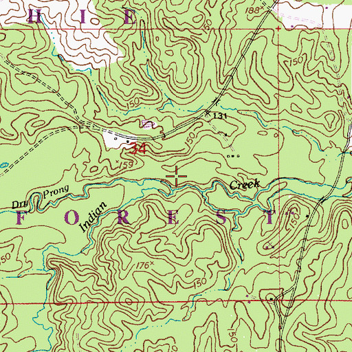 Topographic Map of Dry Prong, LA