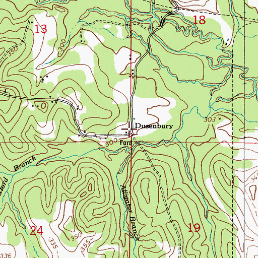 Topographic Map of Dusenbury, LA