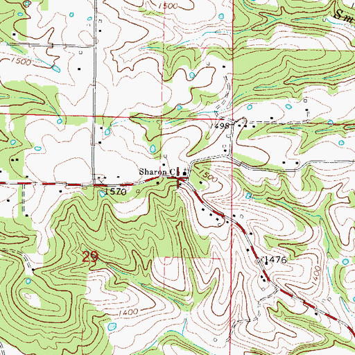 Topographic Map of Sharon Church, AR