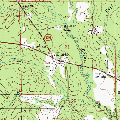 Topographic Map of Elmer, LA