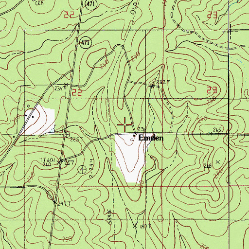 Topographic Map of Emden, LA