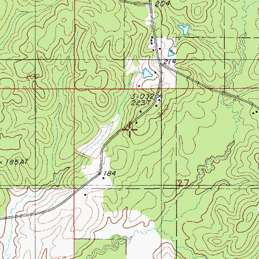 Topographic Map of Evergreen Church, LA
