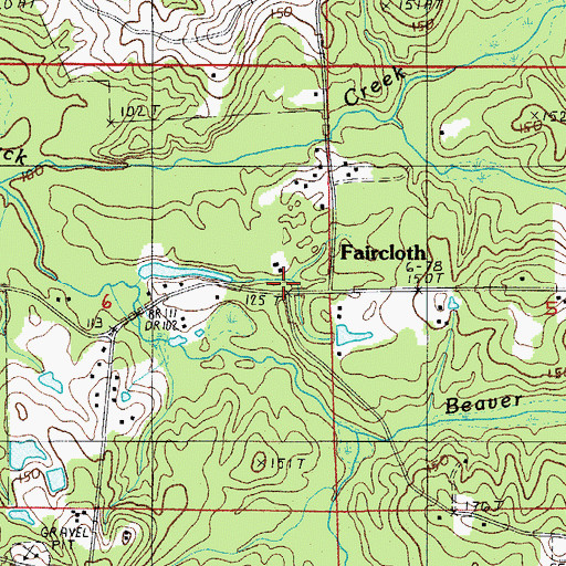 Topographic Map of Faircloth, LA