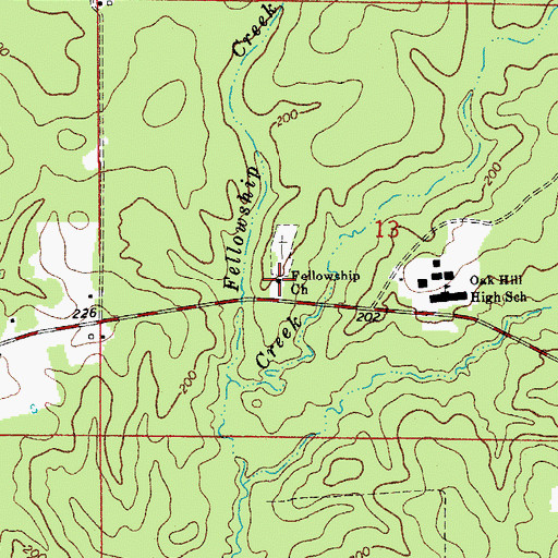 Topographic Map of Fellowship Church, LA