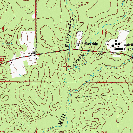 Topographic Map of Fellowship Creek, LA