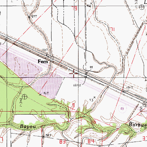 Topographic Map of Fern, LA
