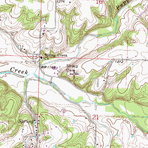 Topographic Map of Sharp Cemetery, AR