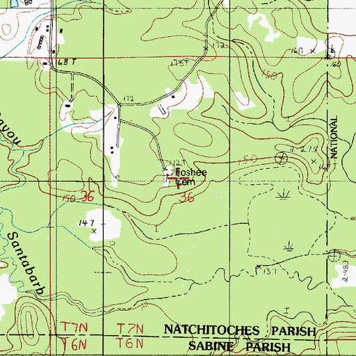 Topographic Map of Foshee Cemetery, LA