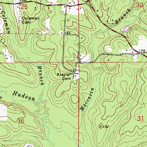 Topographic Map of Frazier Cemetery, LA
