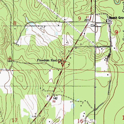 Topographic Map of Freedom Rest Church, LA