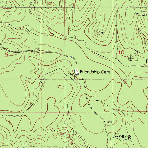 Topographic Map of Friendship Cemetery, LA