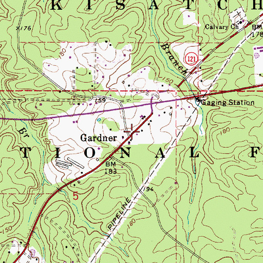 Topographic Map of Gardner, LA