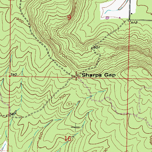 Topographic Map of Sharps Gap, AR