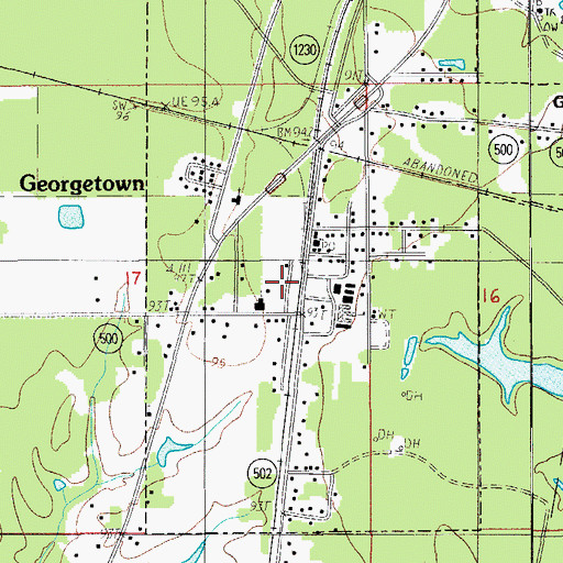 Topographic Map of Georgetown, LA