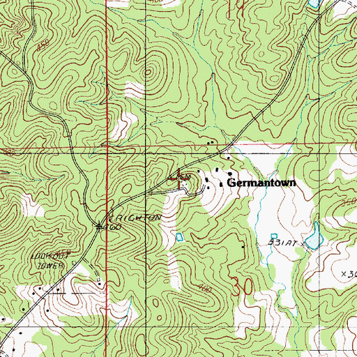 Topographic Map of Germantown Cemetery, LA
