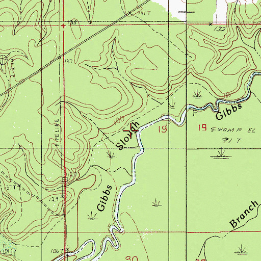 Topographic Map of Gibbs Slough, LA