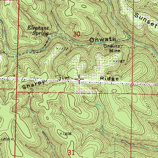 Topographic Map of Sharpy Jim Ridge, AR