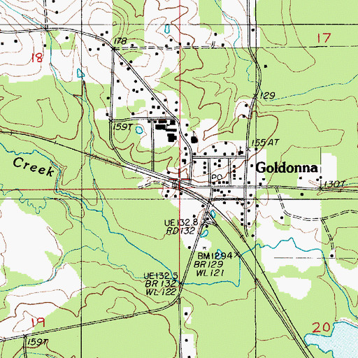 Topographic Map of Goldonna, LA
