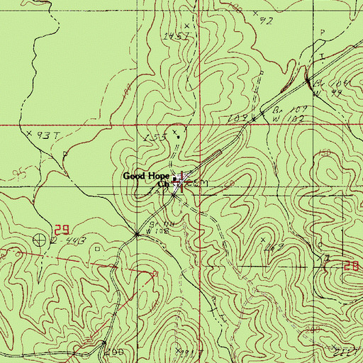 Topographic Map of Good Hope Church, LA