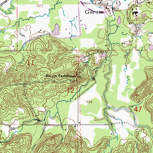 Topographic Map of Gorum Cemetery, LA