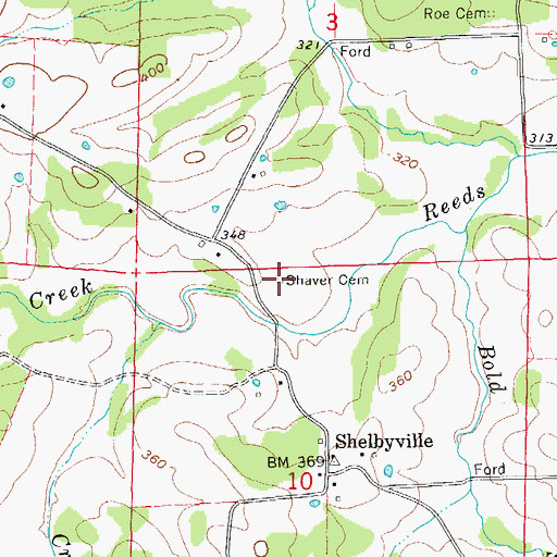 Topographic Map of Shaver Cemetery, AR