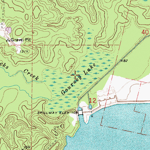 Topographic Map of Gourney Lake, LA
