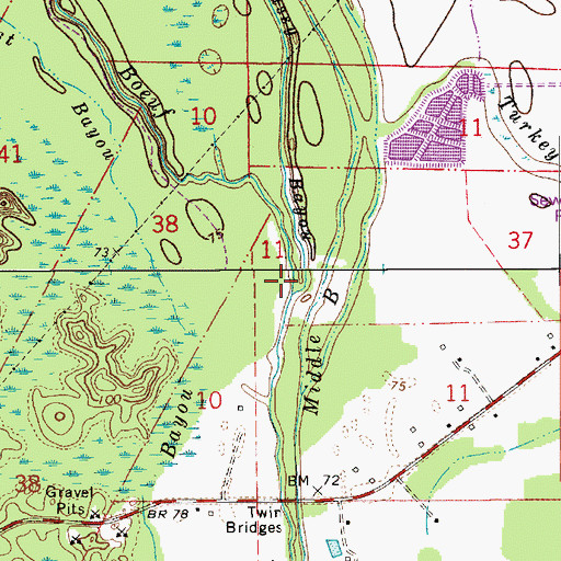 Topographic Map of Grassy Bayou, LA