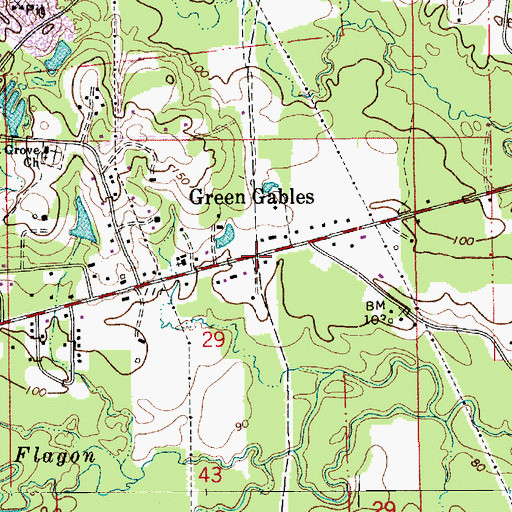 Topographic Map of Green Gables, LA