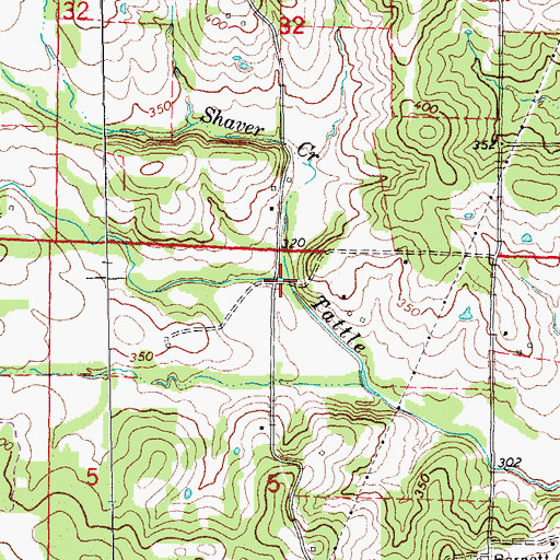 Topographic Map of Shaver Creek, AR