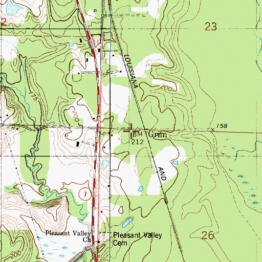 Topographic Map of Grim, LA