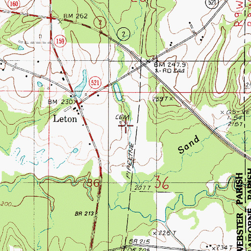 Topographic Map of Gryder Cemetery, LA