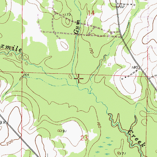 Topographic Map of Gum Branch, LA