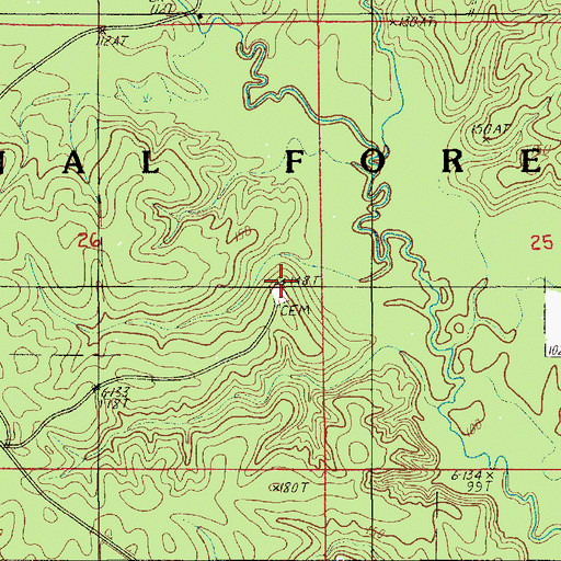 Topographic Map of Guynes Cemetery, LA