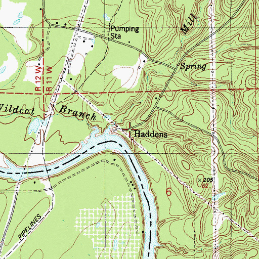 Topographic Map of Haddens, LA