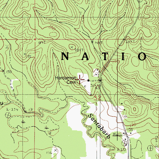Topographic Map of Hardamon Cemetery, LA