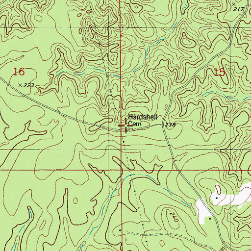 Topographic Map of Hardshell Cemetery, LA