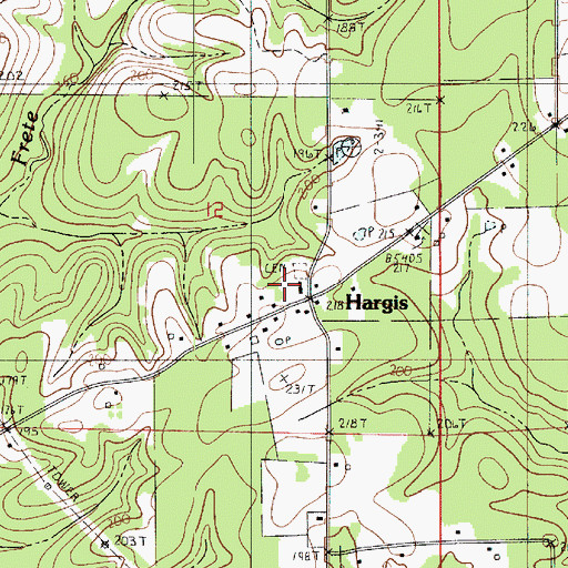 Topographic Map of Hargis, LA