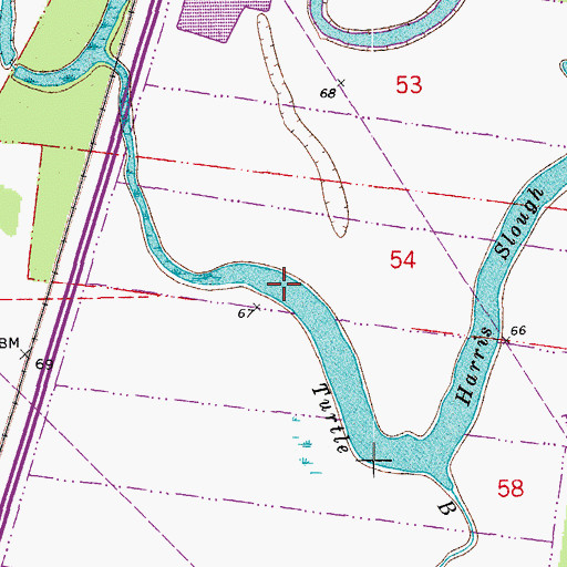 Topographic Map of Harris Slough, LA