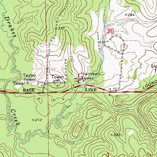 Topographic Map of Harrison Tower, LA