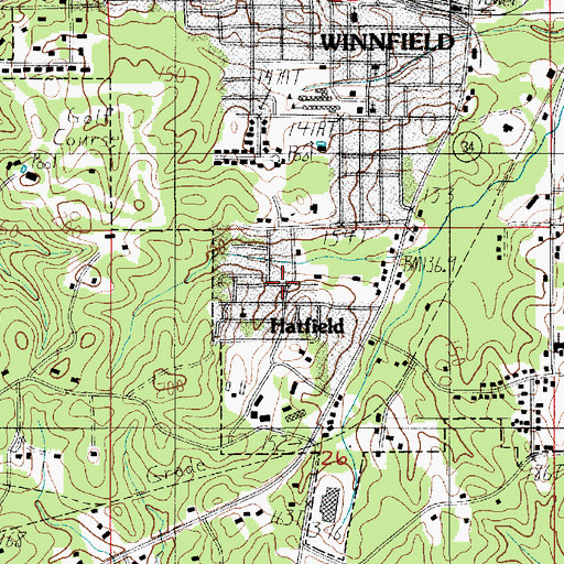 Topographic Map of Hatfield, LA