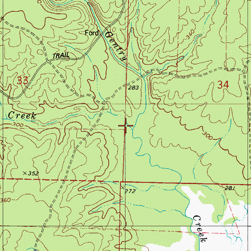 Topographic Map of Shaw Creek, AR
