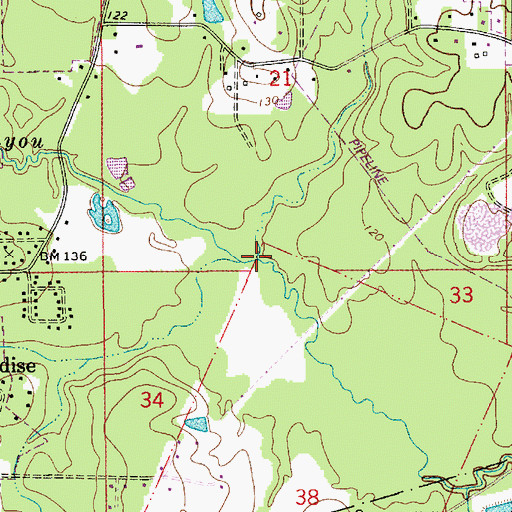 Topographic Map of Haw Creek, LA