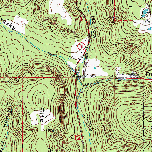 Topographic Map of Shaw Hollow, AR