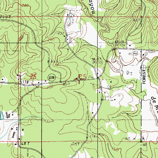 Topographic Map of Hickory Grove Church, LA