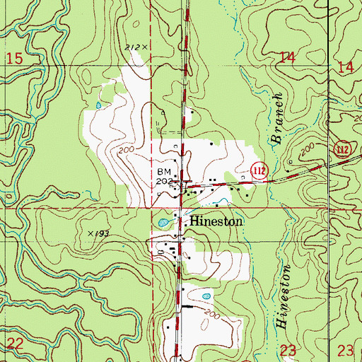 Topographic Map of Hineston, LA
