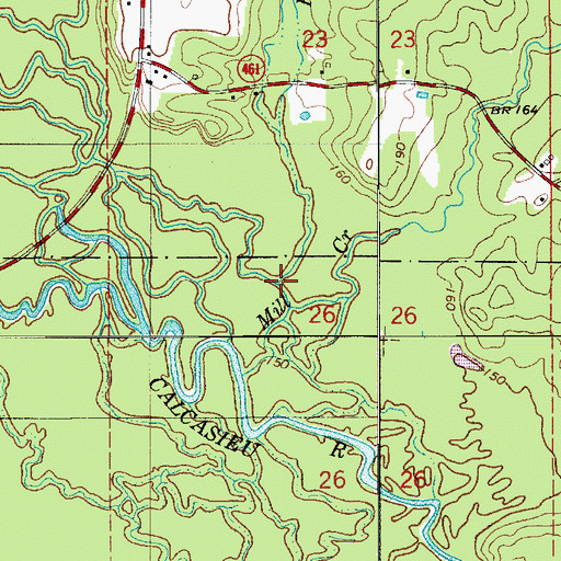 Topographic Map of Hineston Branch, LA