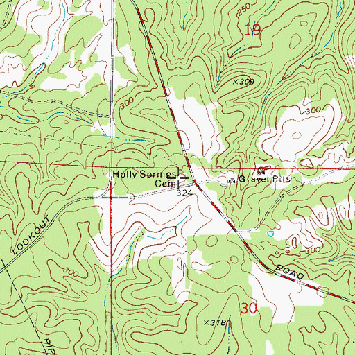 Topographic Map of Holly Springs Cemetery, LA