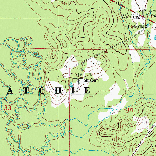 Topographic Map of Holt Cemetery, LA